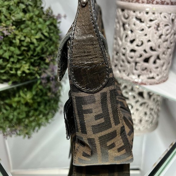 FENDI Tobacco Zucca Monogram Canvas B Bis Bag